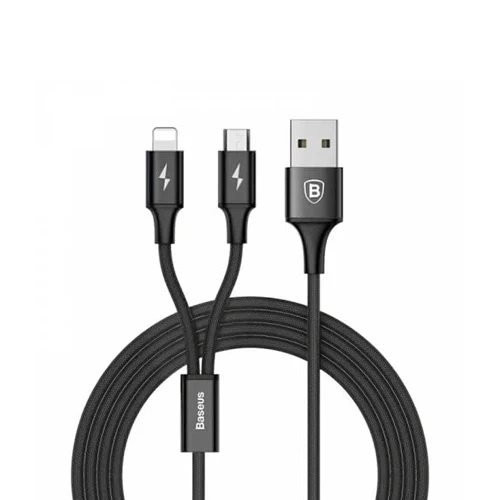 Baseus Rapid Series 2 in 1 Micro + Type-C Data Cable 3A 1.2M – Black